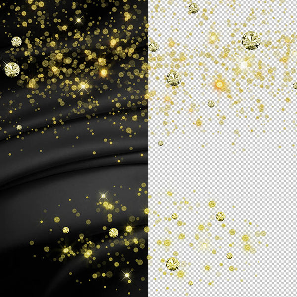 Yellow Gold Round Glitter Dust & Diamonds 01 - sparkly 8 PNG Transparent Overlays High Resolution - Instant Download Digital Clip art