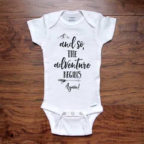 and so, The adventure begins Again! - baby onesie bodysuit birth pregnancy reveal announcement grandparents or daddy aunt uncle