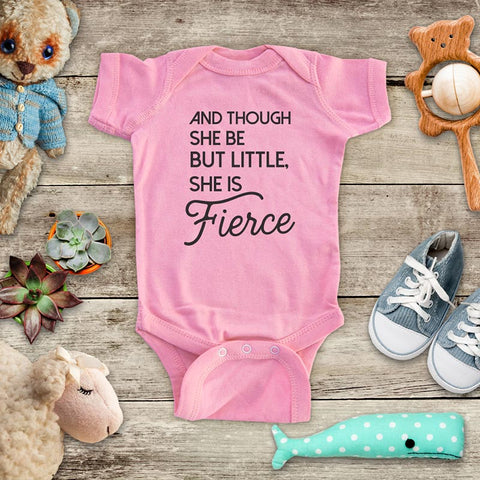 And Though She be little She is Fierce kids baby girl onesie shirt - Infant & Toddler Soft Fine Jersey Shirt