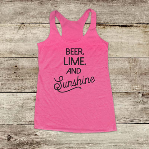 Beer Lime And Sunshine - Beach Drinking Party Soft Triblend Racerback Tank fitness gym yoga running exercise birthday gift