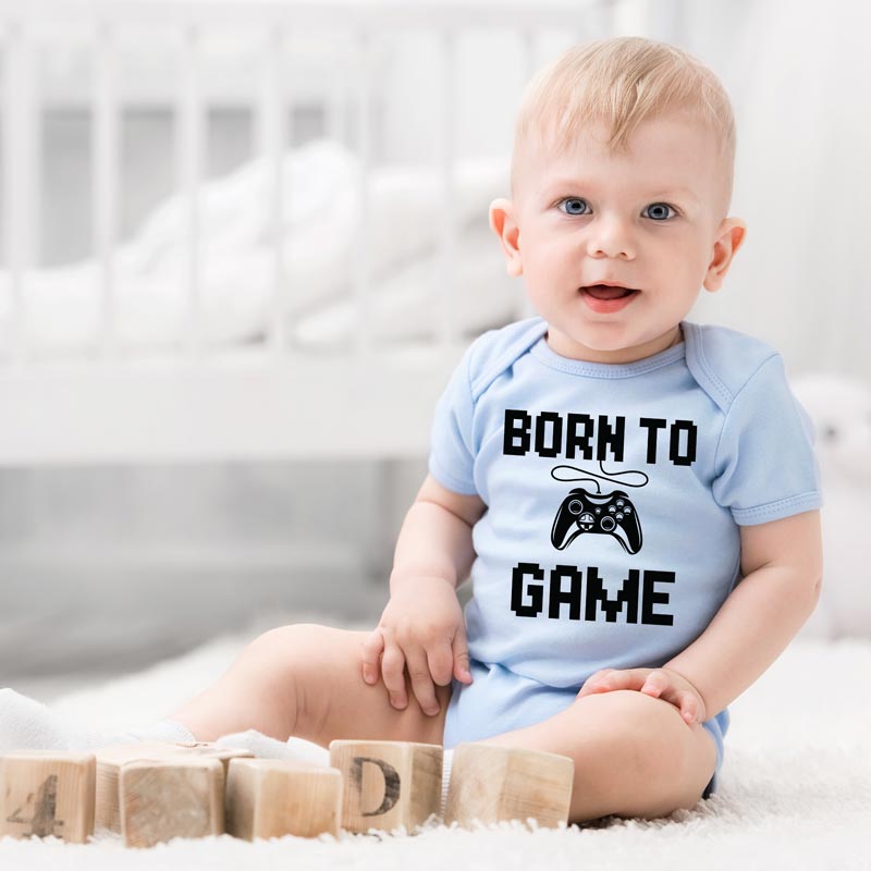Born To Game - Retro Video game design Baby Onesie Bodysuit, Toddler & Youth Soft Shirt