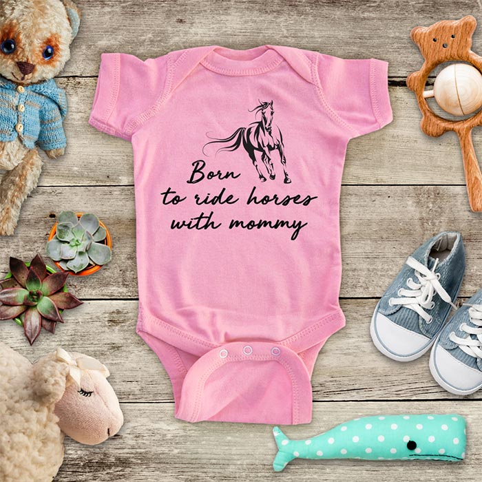 Born to ride horses with mommy - kids baby onesie shirt - Infant & Toddler Youth Soft Fine Jersey Shirt