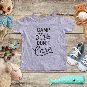 Camp Hair Don't Care - camping mountains hiking camp fire baby onesie shirt - Infant & Toddler Youth Soft Fine Jersey Shirt