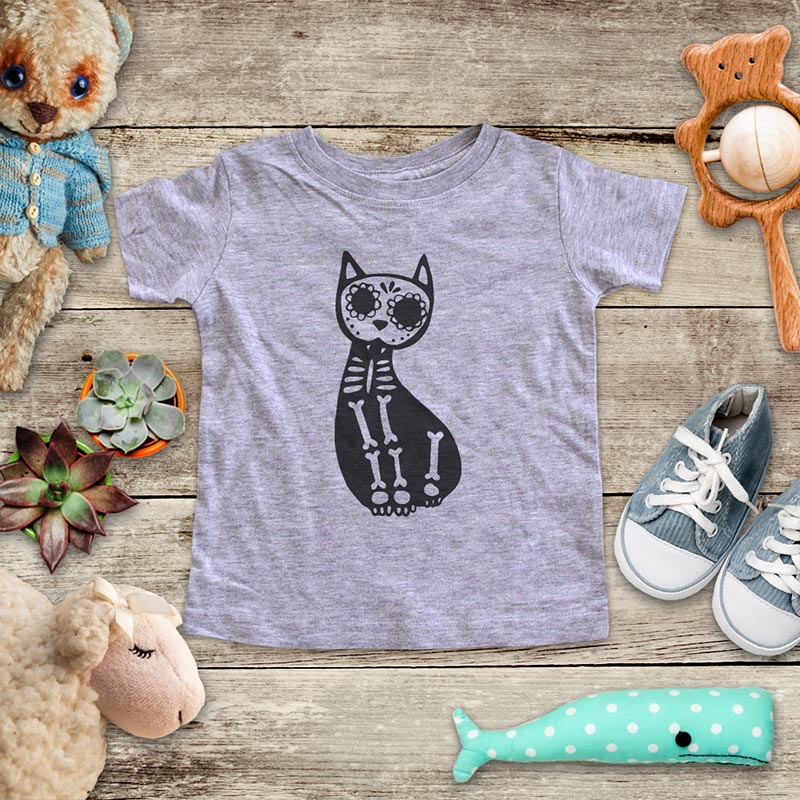 Cat Skeleton skull candy Halloween baby onesie shirt Infant, Toddler & Youth Soft Shirt