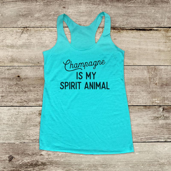 Champagne Is My Spirit Animal - Drinking Party Soft Triblend Racerback Tank fitness gym yoga running exercise birthday gift
