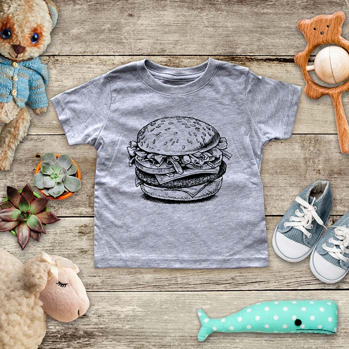 Cheeseburger burger funny junk food kids baby onesie shirt Infant, Toddler & Youth Soft Shirt