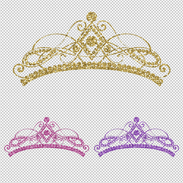 Glitter Crown 01 - 15 Different Colors PNG Transparent Images - Instant Download Digital Clip art