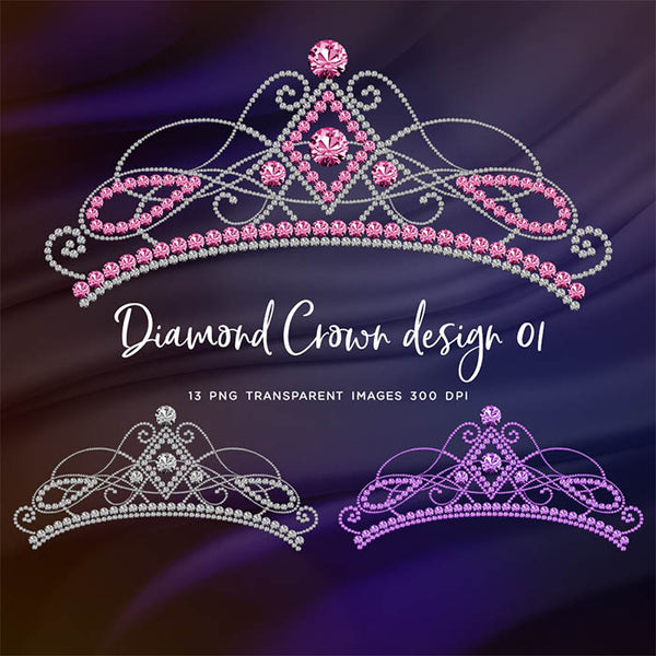 Diamond Crown design 01 - 13 PNG Transparent Images High Resolution - Instant Download Digital Clipart