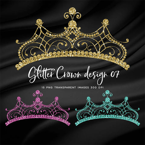 Glitter Crown 07 - 15 Different Colors PNG Transparent Images - Instant Download Digital Clip art