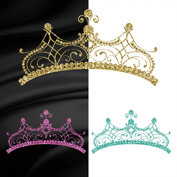 Glitter Crown 07 - 15 Different Colors PNG Transparent Images - Instant Download Digital Clip art