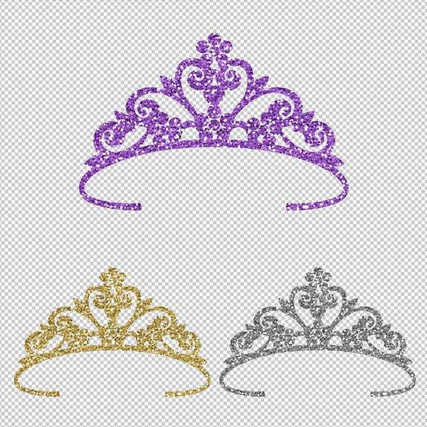 Glitter Crown 08 - 15 Different Colors PNG Transparent Images - Instant Download Digital Clip art