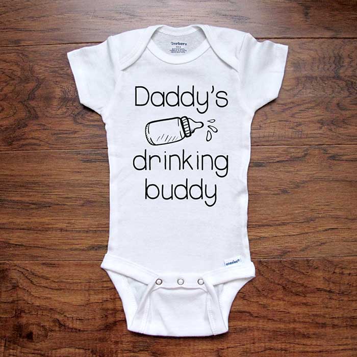 Daddy's drinking buddy (d2) - funny baby onesie bodysuit surprise birth pregnancy reveal announcement husband