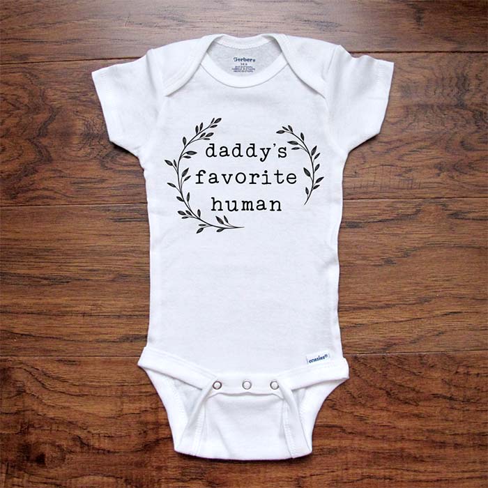 daddy's favorite human - funny boho leaves kids baby onesie shirt Infant, Toddler & Youth Soft Shirt
