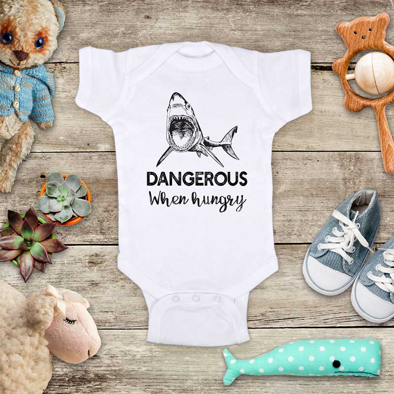 Dangerous When hungry shark jaws funny and cute kids baby onesie shirt - Infant & Toddler Youth Soft Fine Jersey Shirt