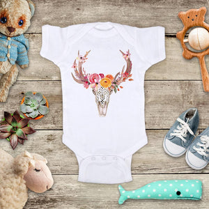 Deer Horn Flowers - boho bohemian hippie baby onesie Infant & Toddler Soft Shirt