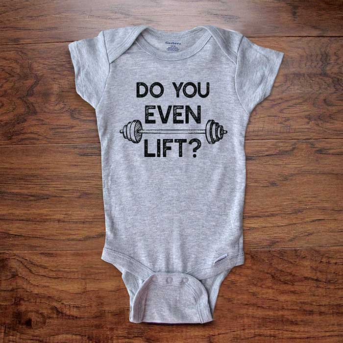 Do you even lift? funny baby onesie bodysuit surprise birth pregnancy reveal announcement husband grandparents aunt uncle baby shower gift