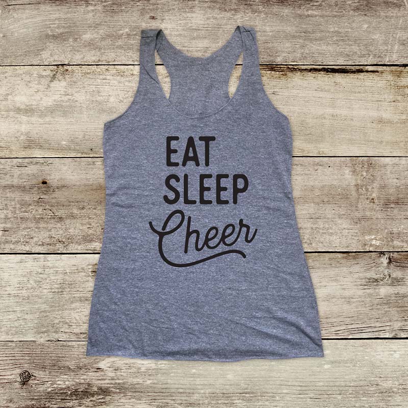 Eat Sleep Cheer - Drinking Party - Soft Triblend Racerback Tank fitness gym yoga running exercise birthday gift
