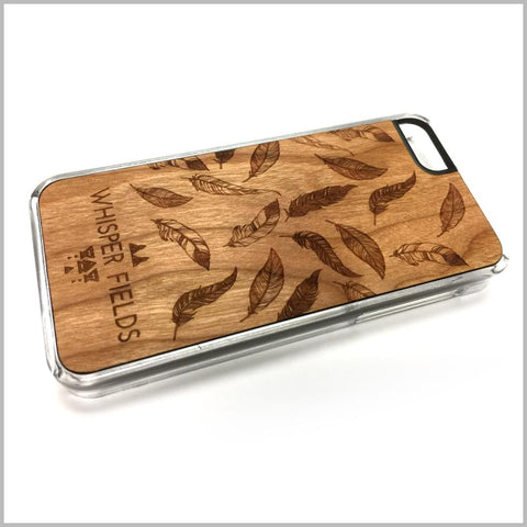 Feathers Engraved Cherry Wood