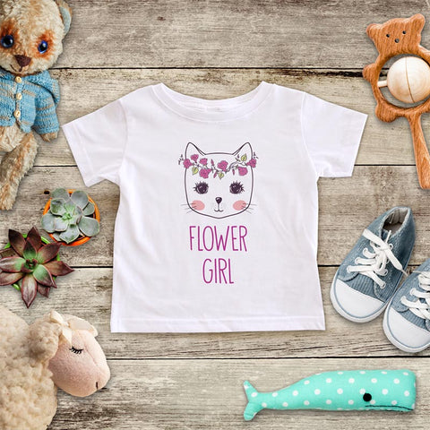 Flower Girl Boho Cat with Flowers - baby onesie Infant & Toddler Soft Shirt Wedding