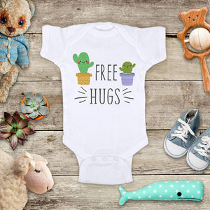 Free Hugs - funny cactus succulents design - Infant & Toddler Super Soft Fine Jersey Shirt or Baby Bodysuit - Baby Shower Gift Onesie