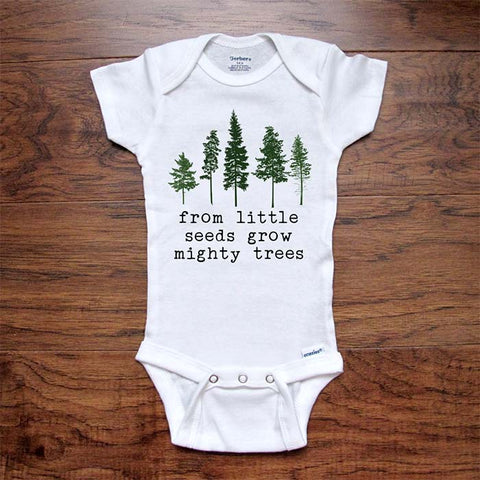from little seeds grow mighty trees - boho mountain baby shower gift for dad father baby onesie kids shirt Infant & Toddler Youth Shirt