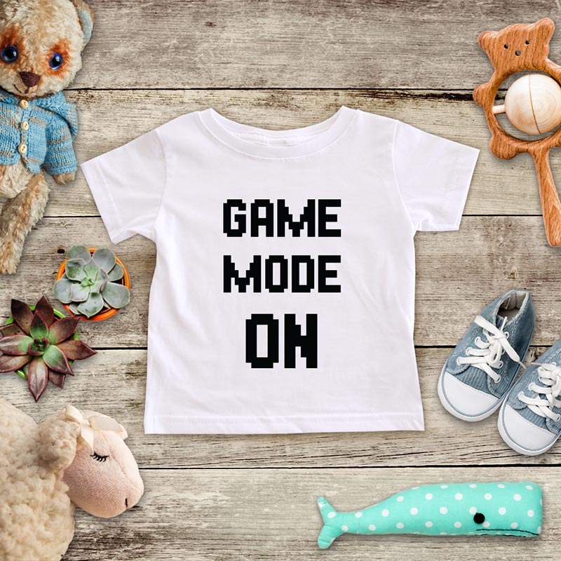 Game Mode On playing Retro Video game design Baby Onesie Bodysuit, Toddler & Youth Soft Shirt