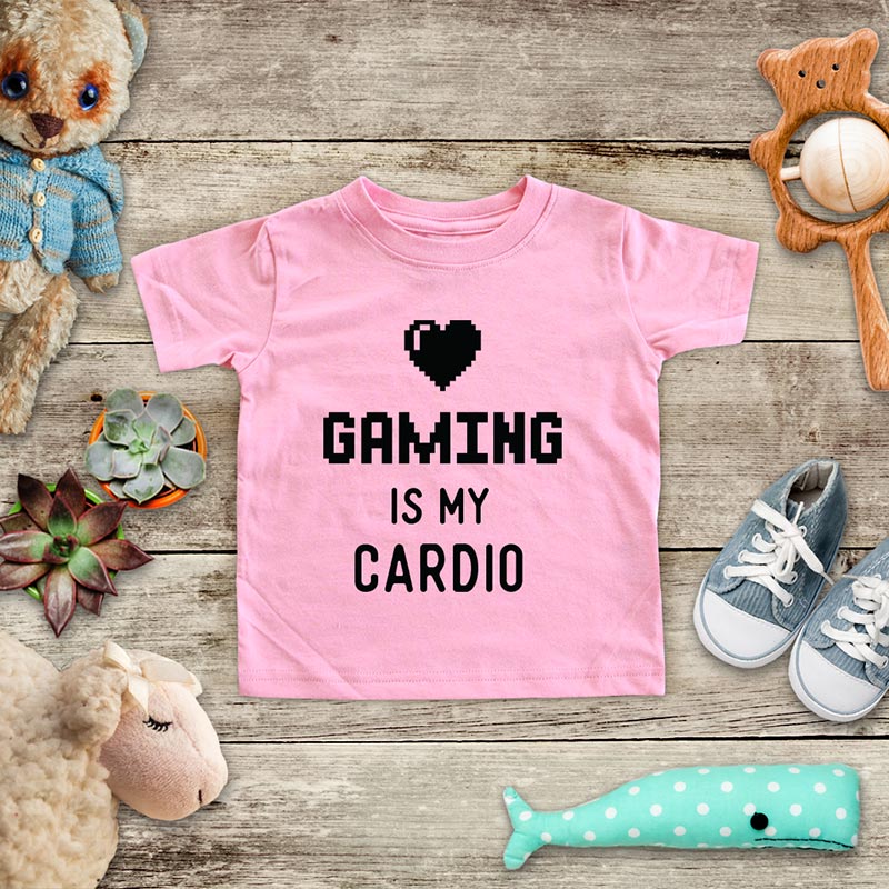 Gaming Is My Cardio - playing Retro Video game design Baby Onesie Bodysuit, Toddler & Youth Soft Shirt