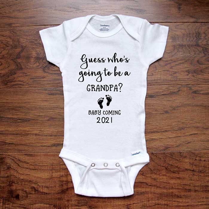 Guess who's going to be a Grandpa? Baby Coming 2023 Soon baby onesie bodysuit birth pregnancy announcement surprise grandparents parents
