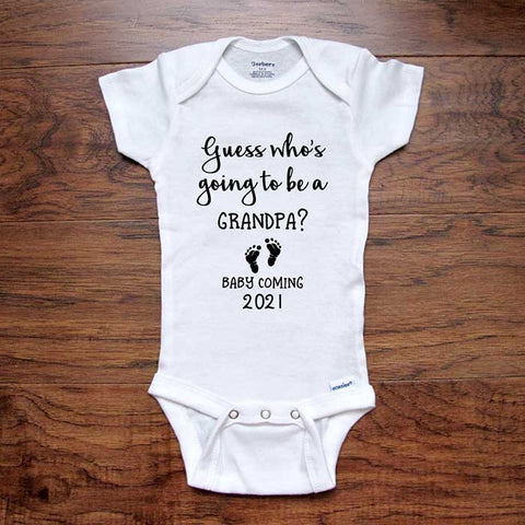Guess who's going to be a Grandpa? Baby Coming 2026 Soon baby onesie bodysuit birth pregnancy announcement surprise grandparents parents
