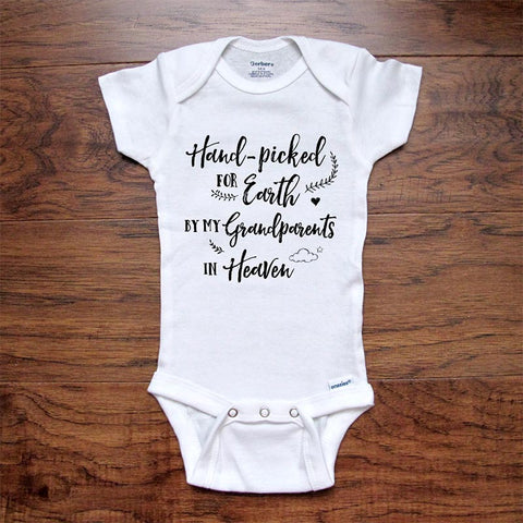 Memorial Baby Onesie Pregnancy Reveal Hand-Picked for Earth by My Grandparents in Heaven