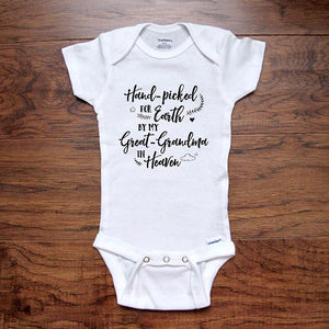 Memorial Baby Onesie Pregnancy Reveal Hand-Picked for Earth by My Great-Grandma in Heaven