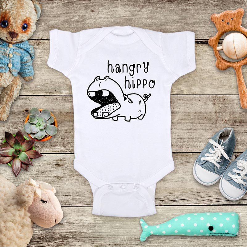 hangry hippo cute hippopotamus baby onesie bodysuit Infant Toddler Shirt Hello Handmade design baby shower gift
