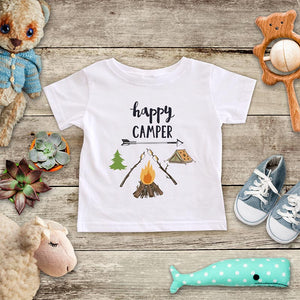 happy Camper hipster camping mountains camp design baby onesie bodysuit Infant Toddler Shirt Hello Handmade