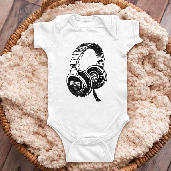 Headphones des21 DJ retro music graphic baby onesie shirt Infant, Toddler & Youth Shirt