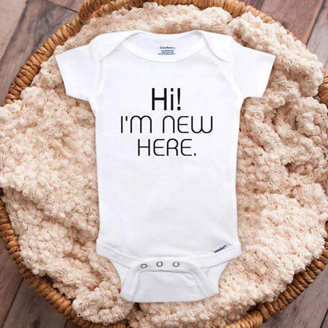 Hi I'm New Here. baby onesie surprise pregnancy announcement reveal Infant, Toddler Soft Shirt baby shower gift