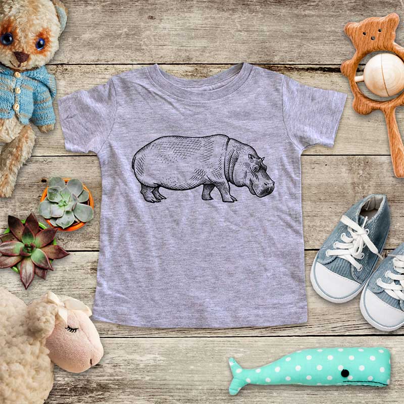 Hippo graphic hippopotamus - animal zoo trip baby onesie shirt - Infant & Toddler Youth Soft Fine Jersey Shirt