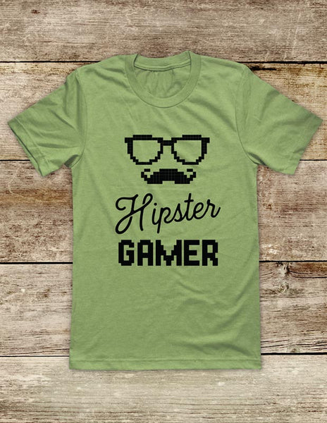 Hipster Gamer Mustache - funny Video Game Soft Unisex Men or Women Short Sleeve Jersey Tee Shirt