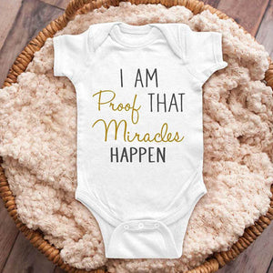 I am proof that Miracles Happen baby onesie grandparents surprise mom dad parents pregnancy reveal baby shower gift