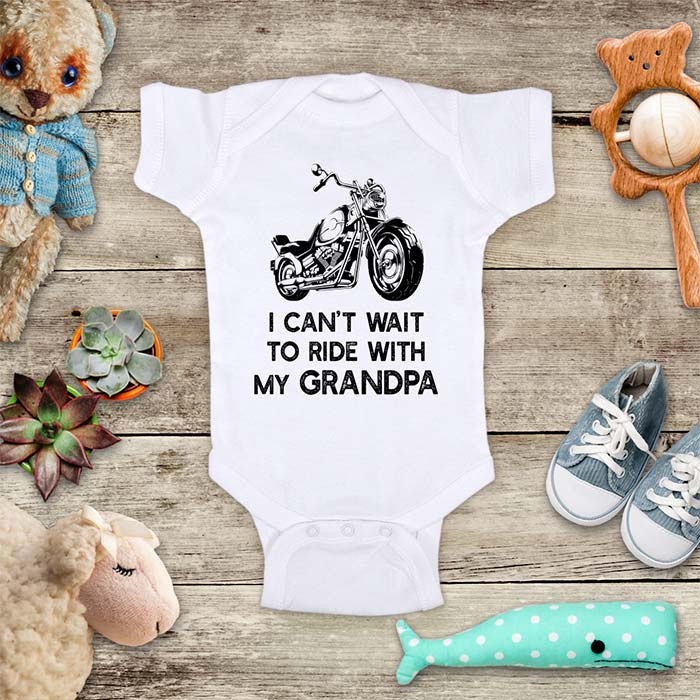 I can't wait to ride with my grandpa Motorcycle kids baby onesie shirt - Infant & Toddler Youth Shirt