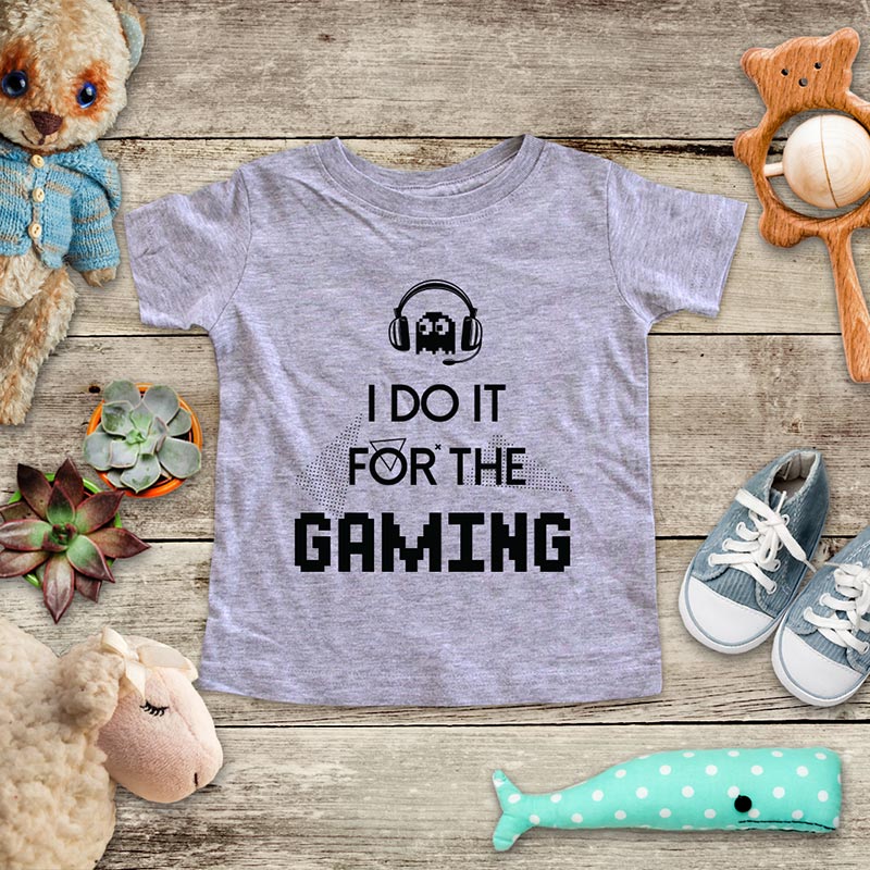 I Do it for the Gaming - playing Retro Video game design Baby Onesie Bodysuit, Toddler & Youth Soft Shirt