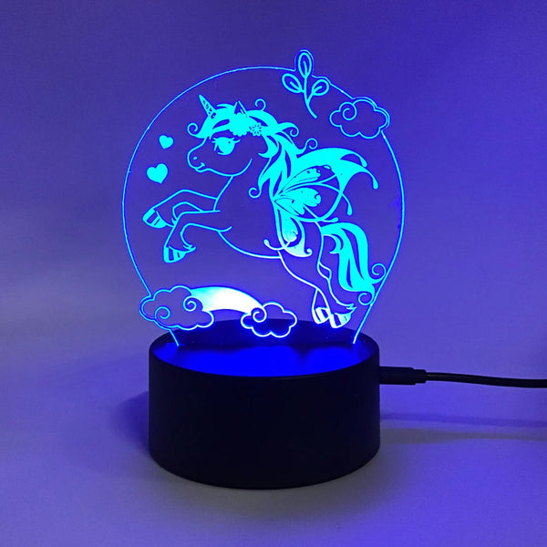 Unicorn Night Light - Can be personalized with Name - Remote Control Smart Lamp - Changes Colors or Stay with 1 color - Great Birthday Gift