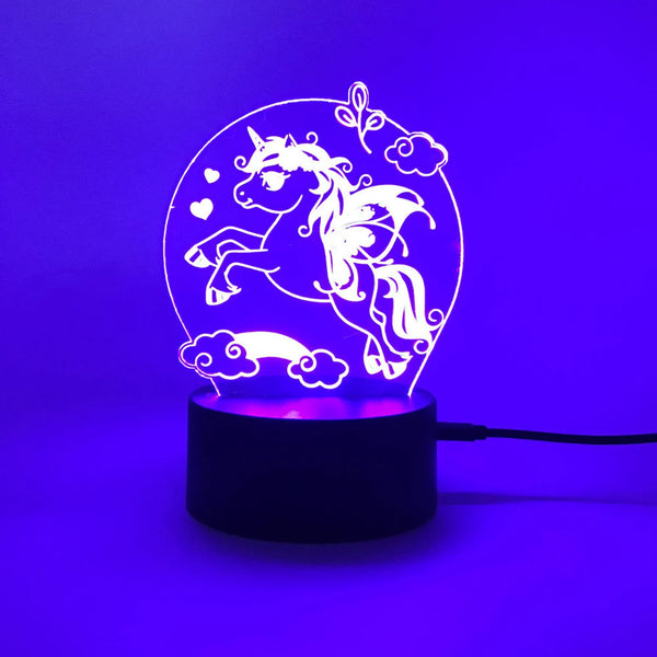 Unicorn Night Light - Can be personalized with Name - Remote Control Smart Lamp - Changes Colors or Stay with 1 color - Great Birthday Gift