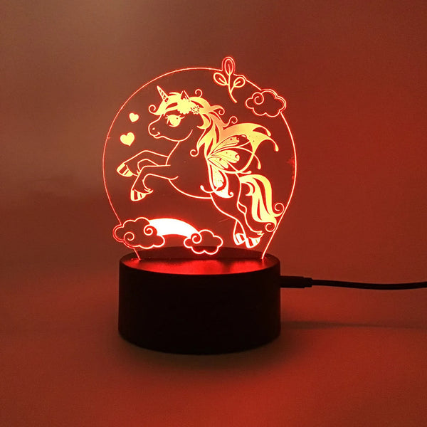 Unicorn Night Light - Can be personalized with Name - Remote Control Smart Lamp - Changes Colors or Stay with 1 color - Great Birthday Gift