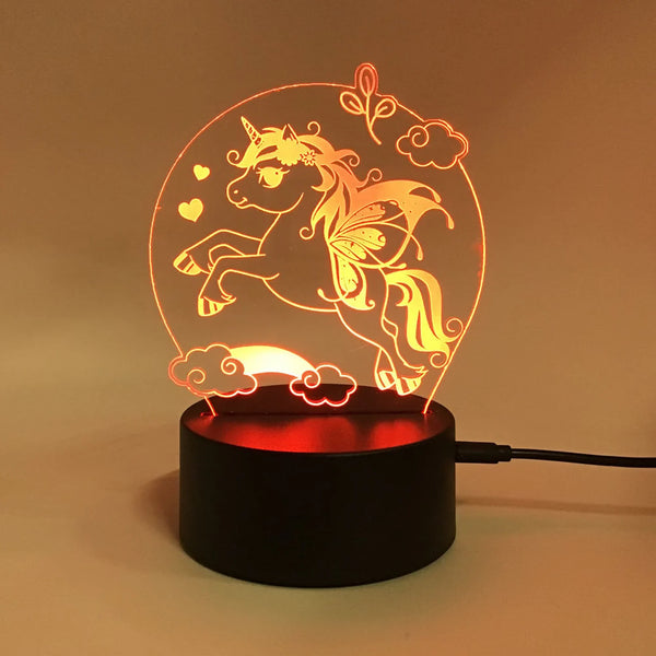 Unicorn Night Light - Can be personalized with Name - Remote Control Smart Lamp - Changes Colors or Stay with 1 color - Great Birthday Gift