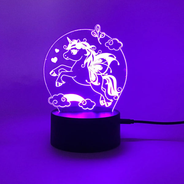 Unicorn Night Light - Can be personalized with Name - Remote Control Smart Lamp - Changes Colors or Stay with 1 color - Great Birthday Gift