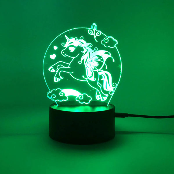 Unicorn Night Light - Can be personalized with Name - Remote Control Smart Lamp - Changes Colors or Stay with 1 color - Great Birthday Gift