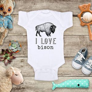 I Love Bison buffalo animal zoo trip kids baby onesie shirt - Infant & Toddler Youth Soft Fine Jersey Shirt