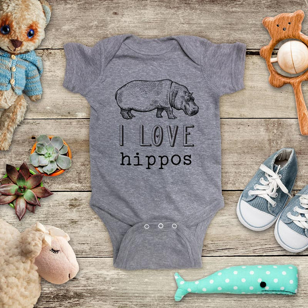 I Love hippos hippopotamus animal zoo trip kids baby onesie shirt - Infant & Toddler Youth Soft Fine Jersey Shirt
