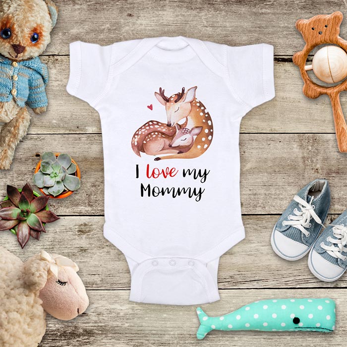 I Love my Mommy Deers Boho d1 Baby Onesie Bodysuit Infant & Toddler Soft Fine Jersey Shirt - Baby Shower Gift
