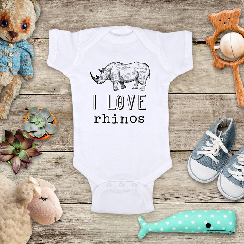 I Love rhinos Rhinoceros baby onesie kids shirt - Infant & Toddler Youth Shirt